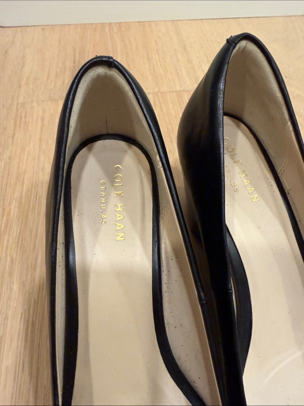 Cole Hahn Black Peep-Toe Wedge Pumps - Picture 3 of 5